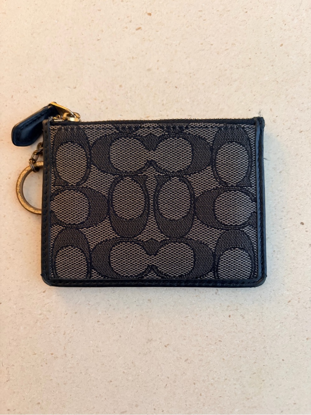 Coach Black Signature Jacquard Zip Card Case
